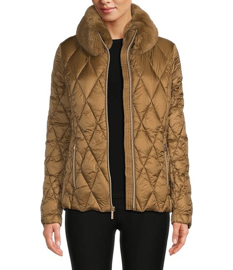 michael michael kors active quilted down jacket with knit sleeves|Michael Kors lightweight puffer jacket.